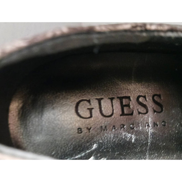 Guess by Marciano Animal Print Front Side Buckle Brown Size 5M About 4.5" Heels - Picture 11 of 11